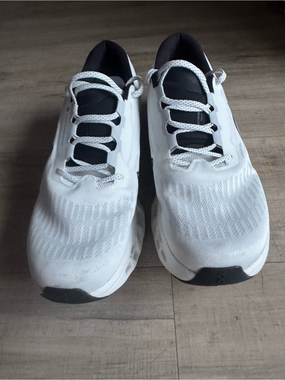 On Running Cloudmonster Mens Athletic Shoes in White/Black - Picture 2 of 6